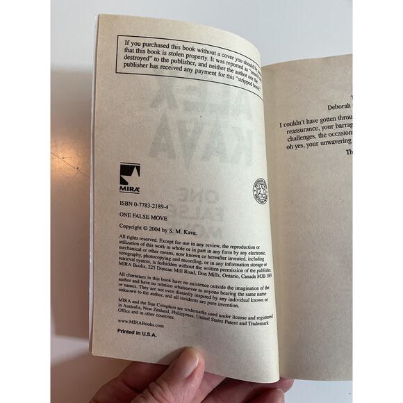 2004 One False Move By Alex Kava Mira Paperback - Picture 3 of 4